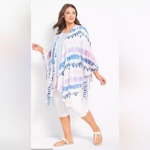 Lane Bryant Tie Dye Open Front Poncho Kimono 14/20 Fits Up To 2X